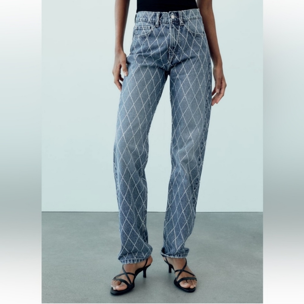 Zara TRF Rhimestone Jeans